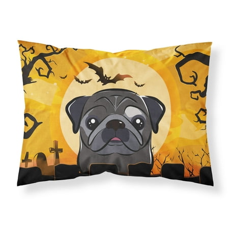 Multicolor Large Carolines Treasures BB1883PILLOWCASE Snowman with Black Pug Fabric Standard Pillowcase